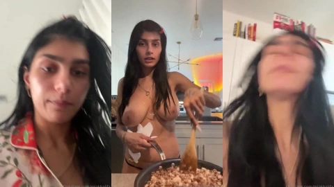 Mia Khalifa Topless Cooking Fun Time