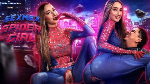 Spidergirl fun: Captivating web play & teasing